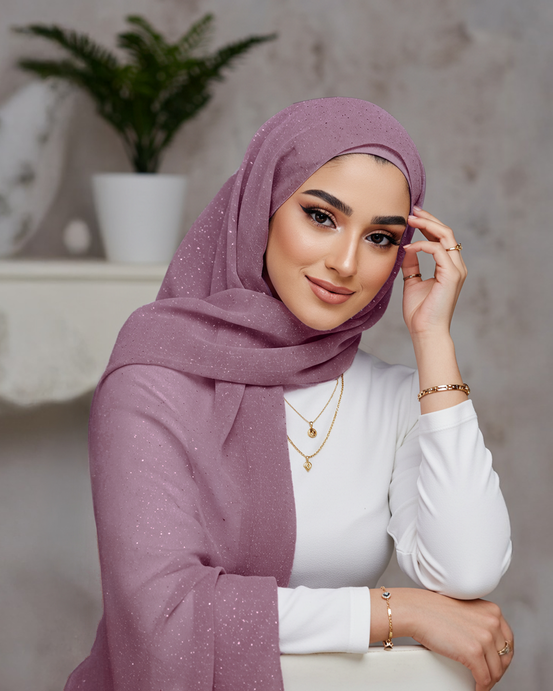 Sparkle Tulle Veil in Mauve Pink