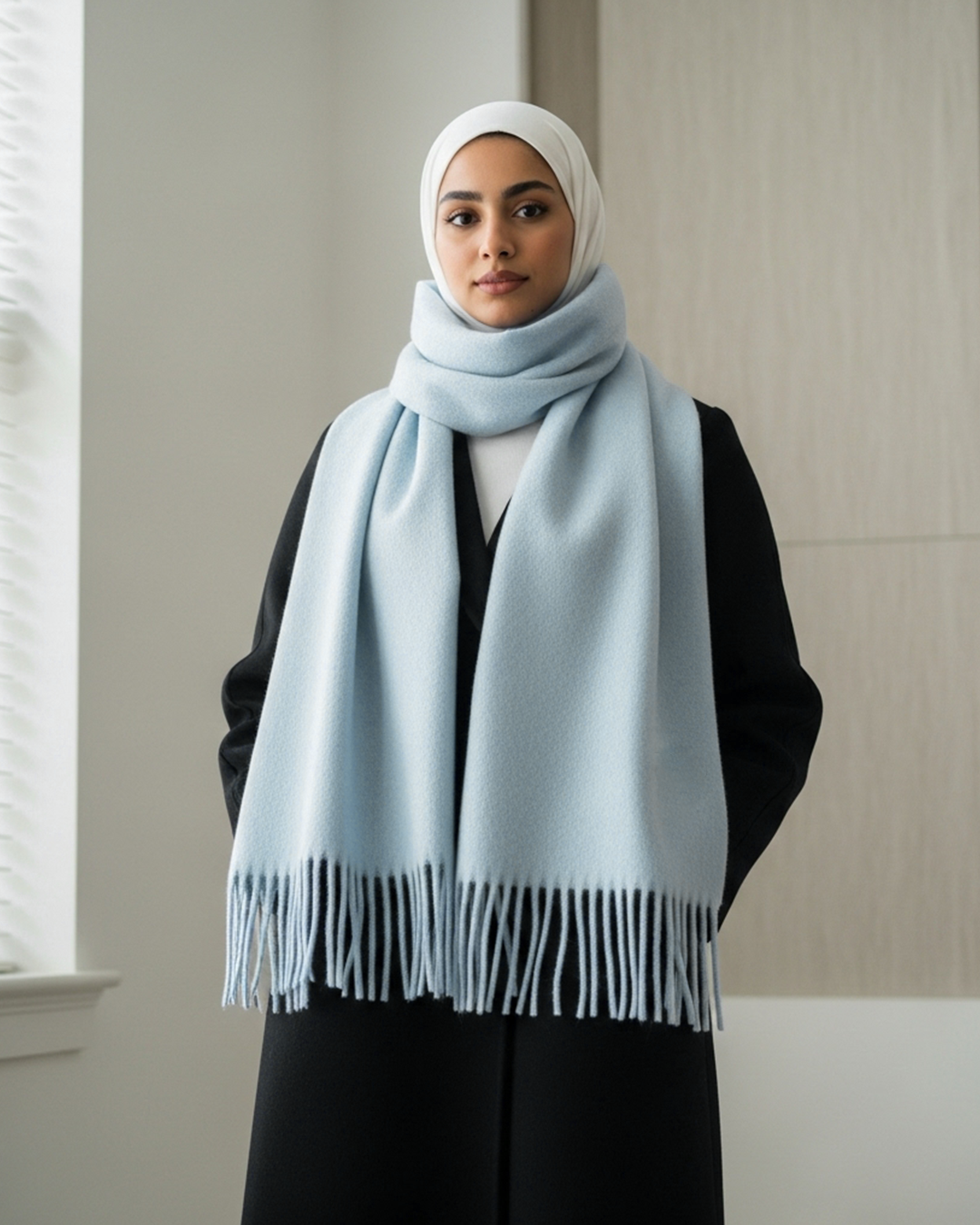 Safya Winter shawl in Baby Blue