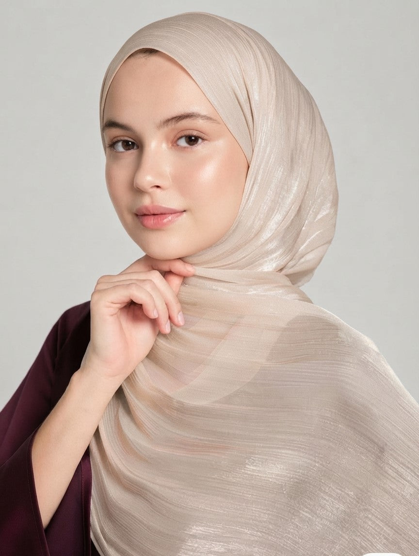Sparkle Organza Veil in Campine Beige