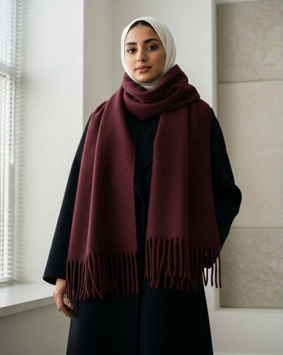 Safya Winter shawl in Dark Burgundy