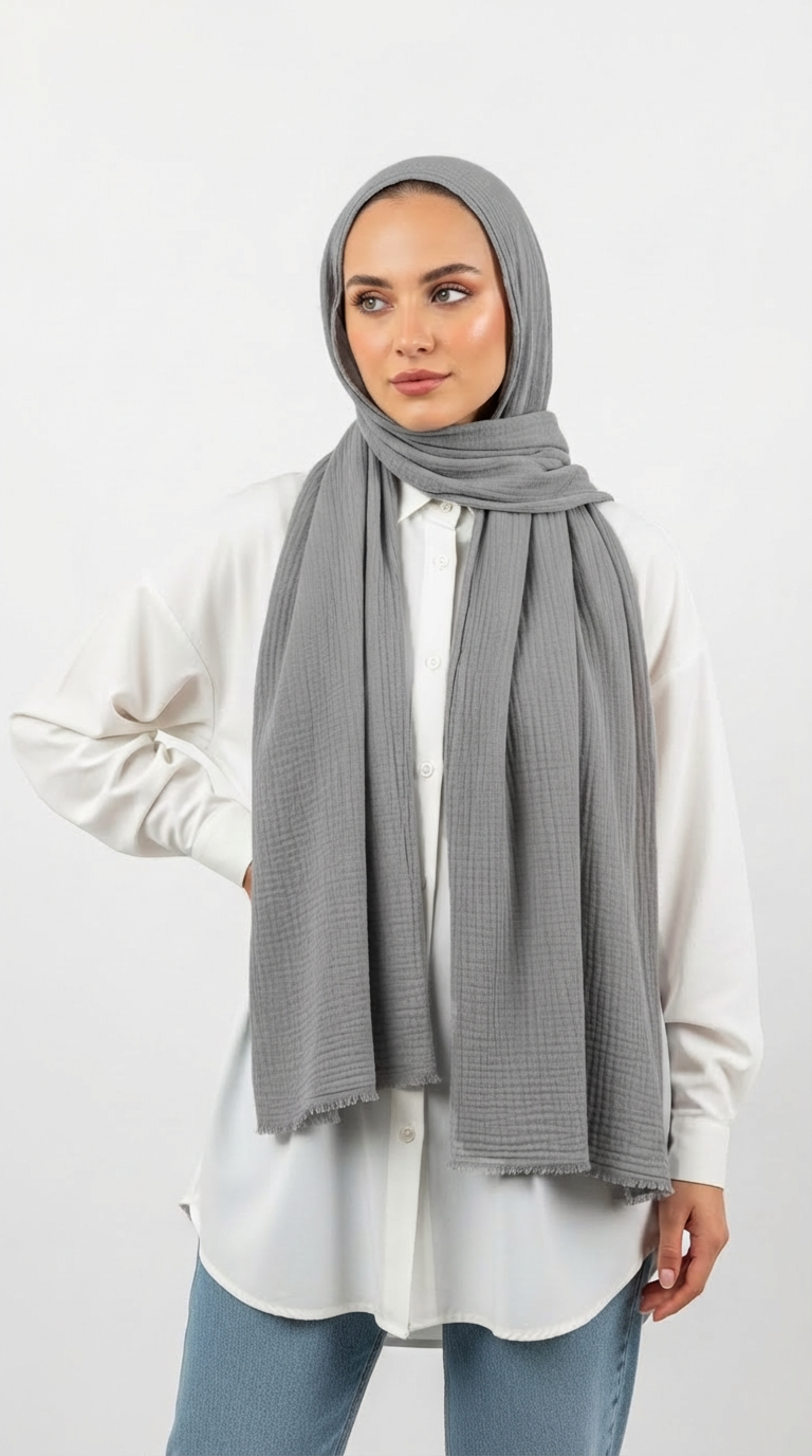 Modal spongy cotton veil in Gray