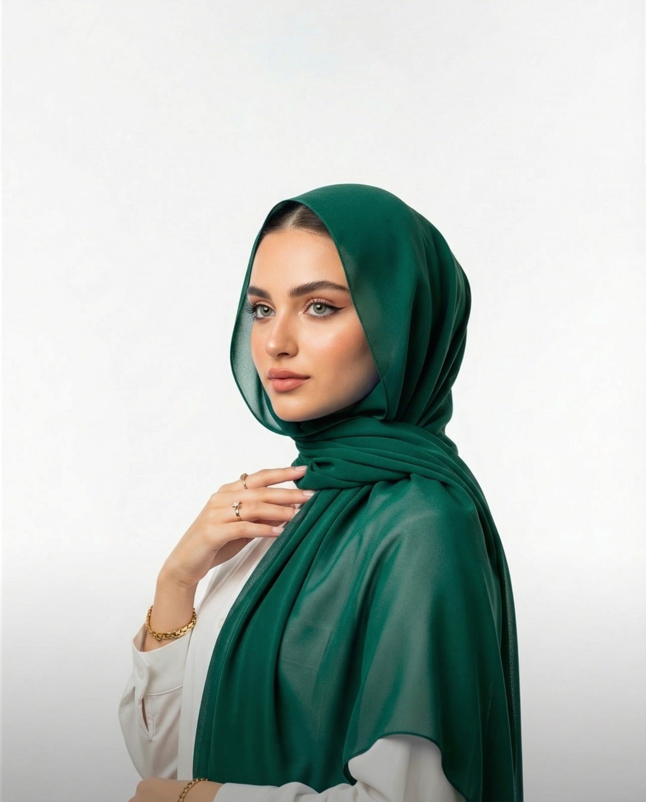 Chiffon veil in Emerald Green