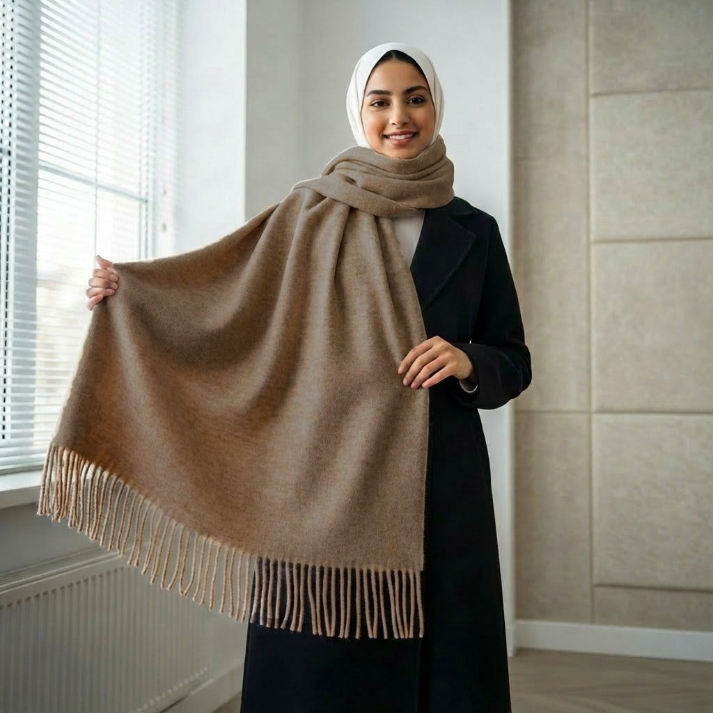 Safya Winter shawl in Brown Cafe