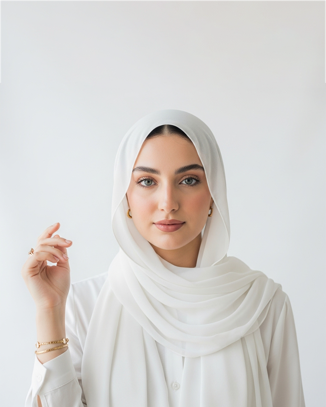Chiffon veil in white