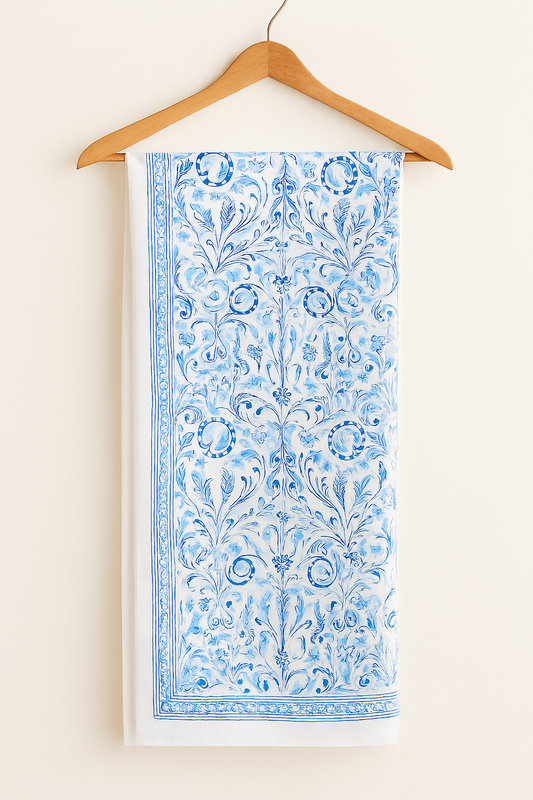 Pure Cotton Veil in light blue and white