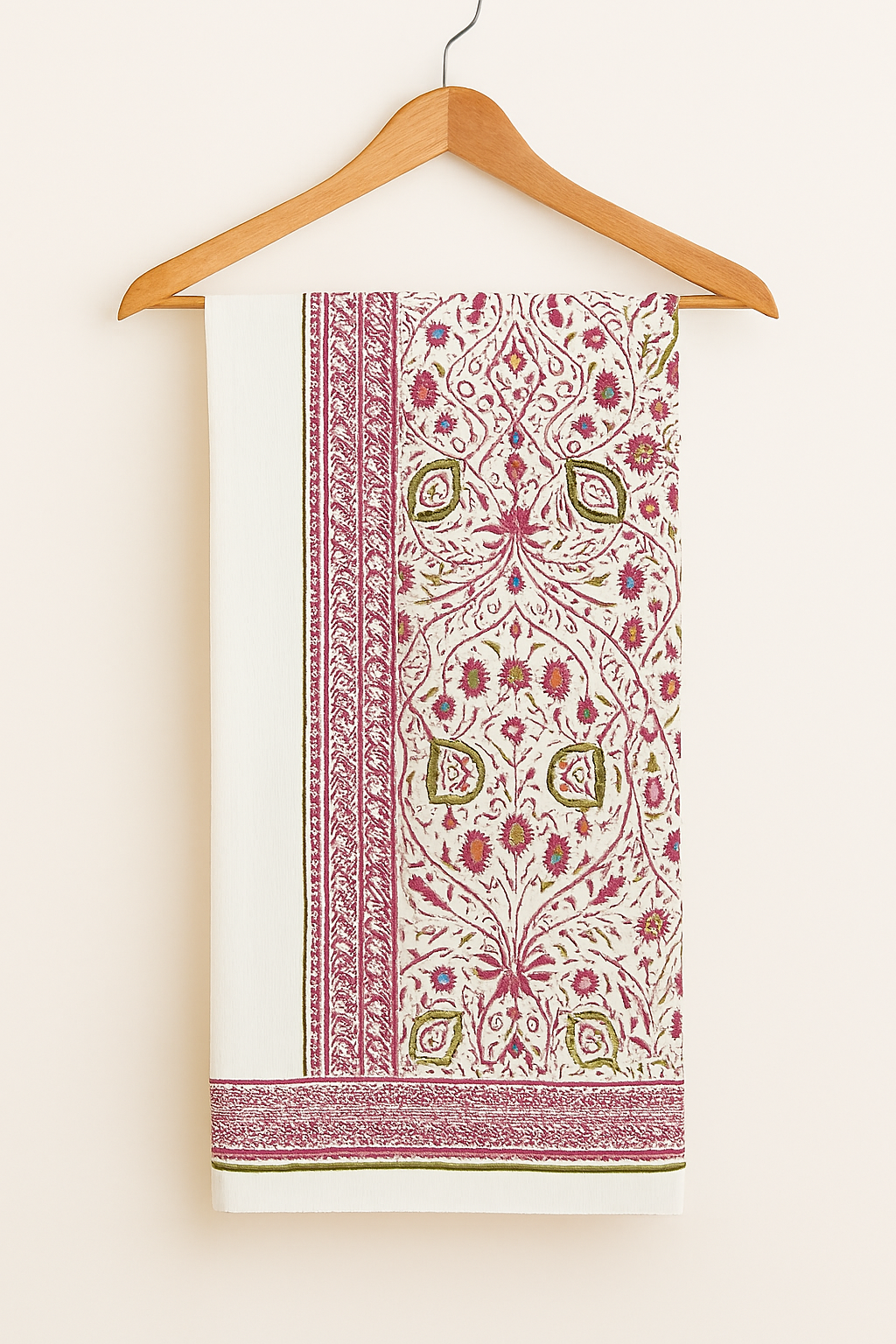 Pure Cotton Veil in dark pink and white