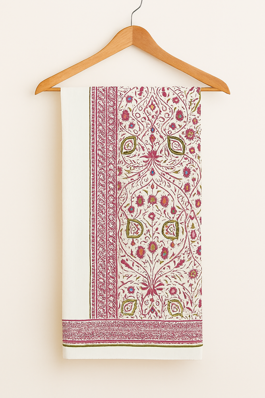 Pure Cotton Veil in dark pink and white