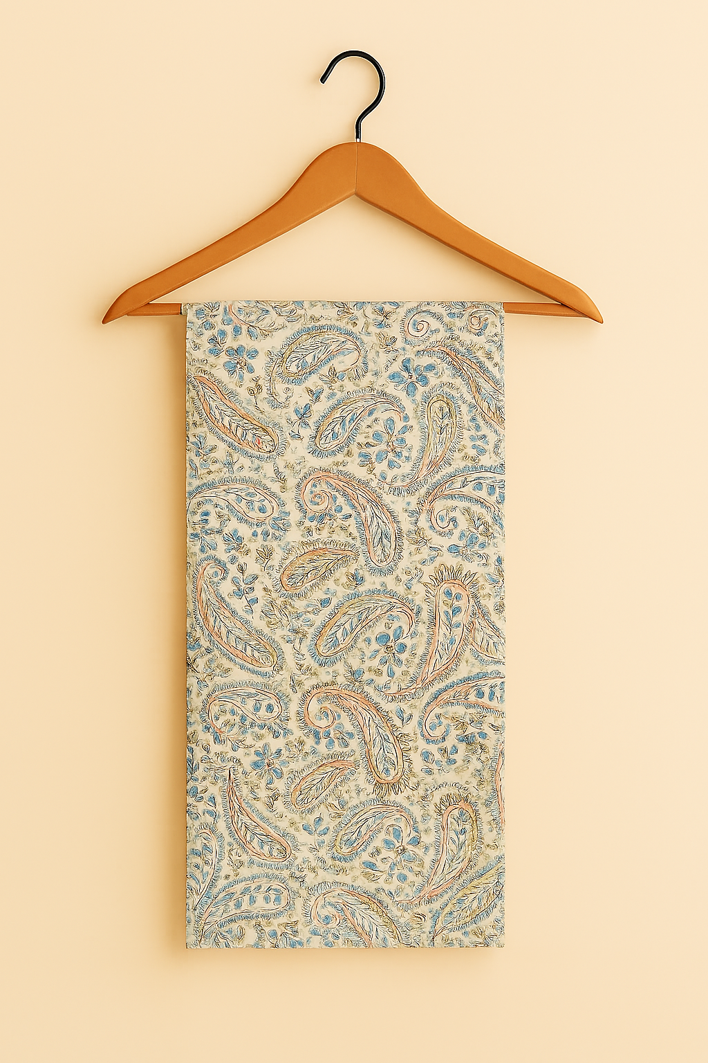 Pure Cotton Veil in light blue and beige