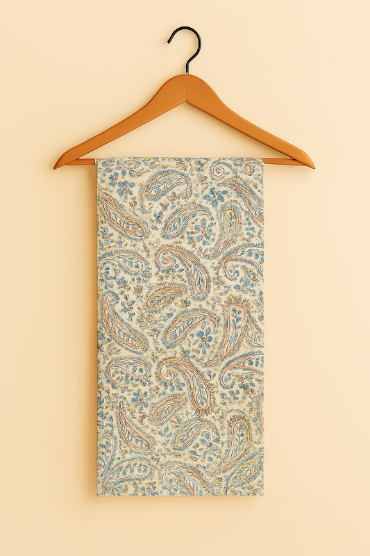 Pure Cotton Veil in light blue and beige