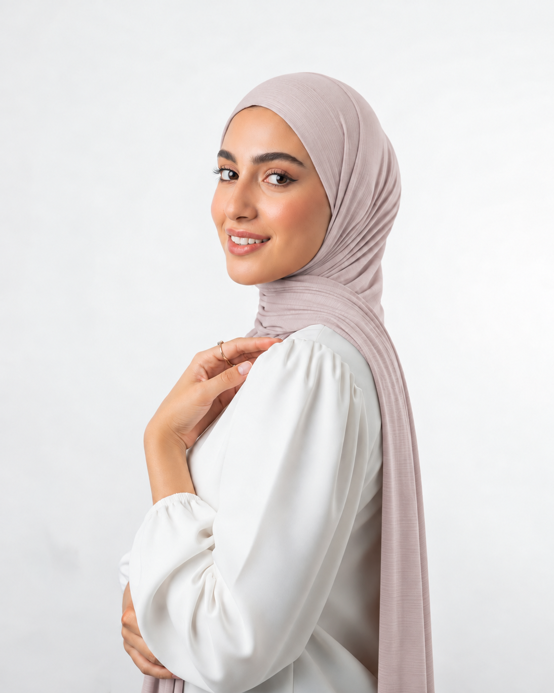 Kuwaiti ribbed rib veils in Light Nude