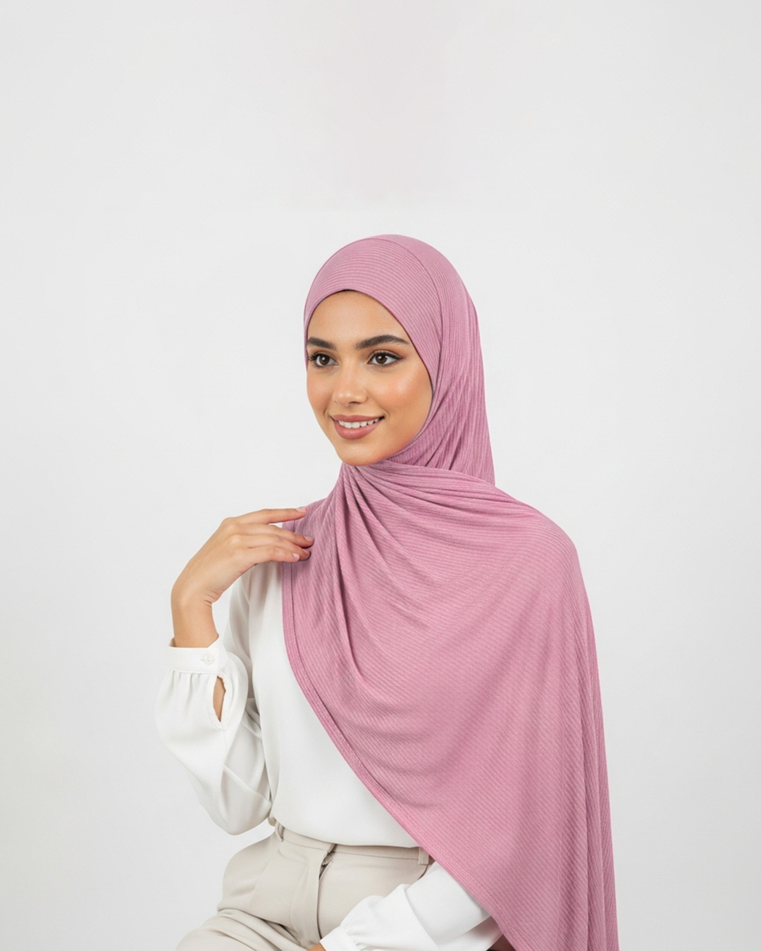 Kuwaiti ribbed rib veils in light cashmere