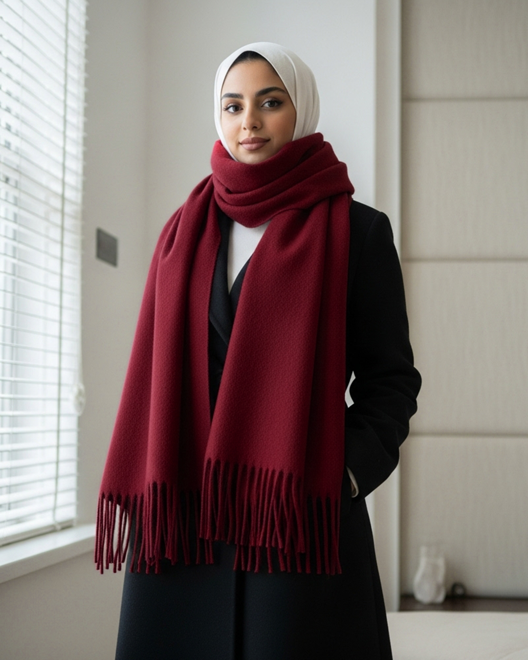 Safya Winter shawl in Maroon