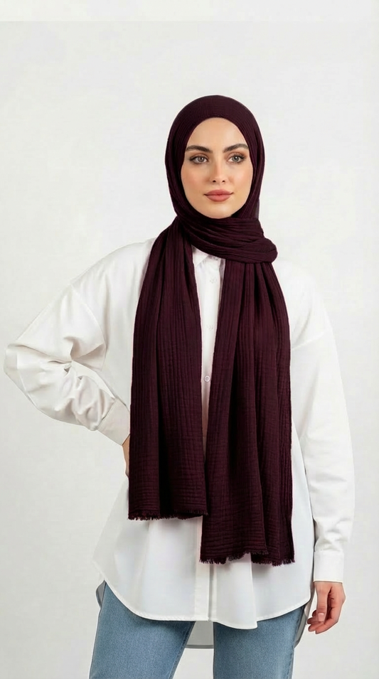 Modal spongy cotton veil in Dark Marron