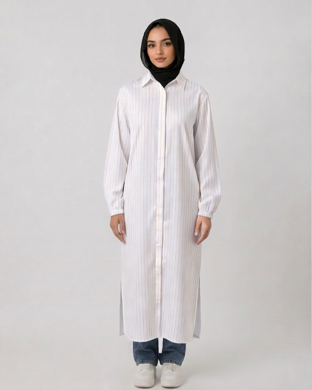 Lienar Shirt in White and yelow