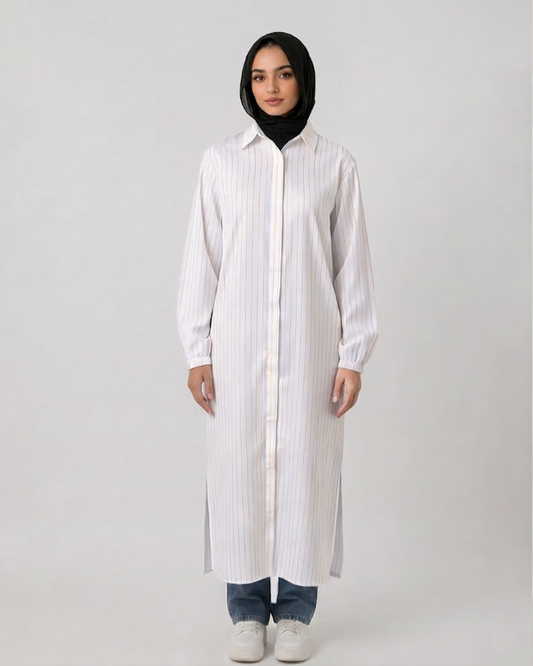 Lienar Shirt in White and yelow