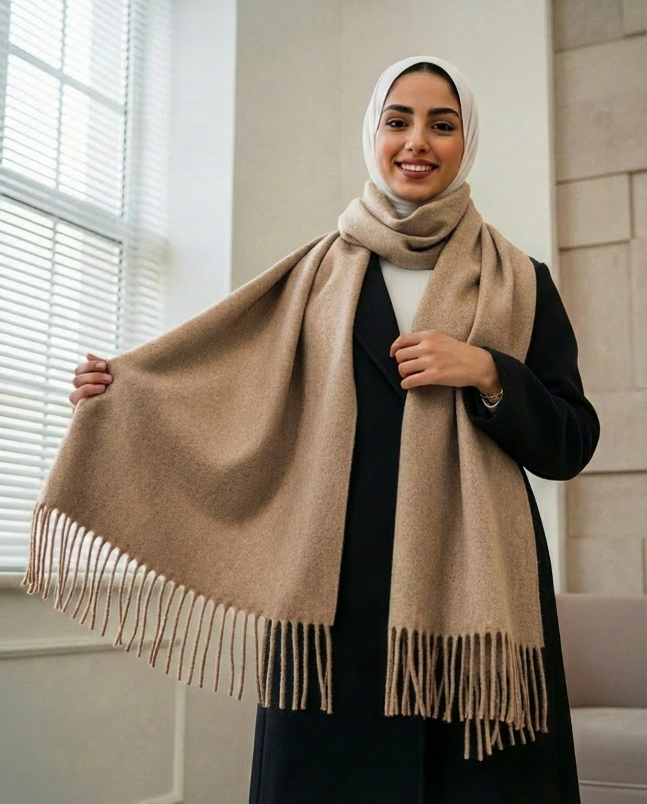 Safya Winter shawl in light  Brawn