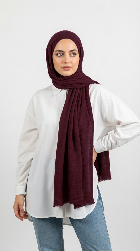 Modal spongy cotton veil in Burgundy