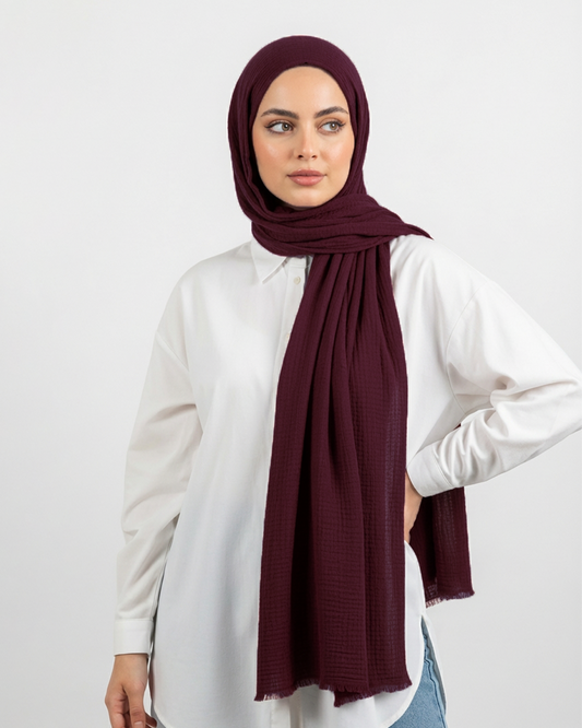 Modal spongy cotton veil in Burgundy