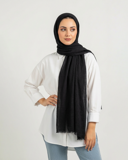 Modal spongy cotton veil in Black