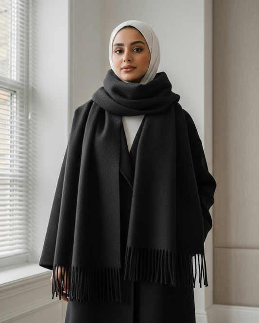 Safya Winter shawl in Black