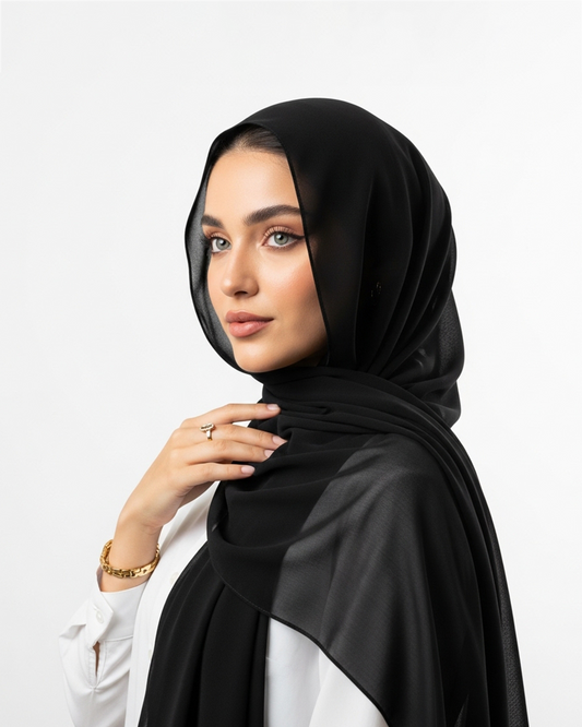 Chiffon veil in Dark Black