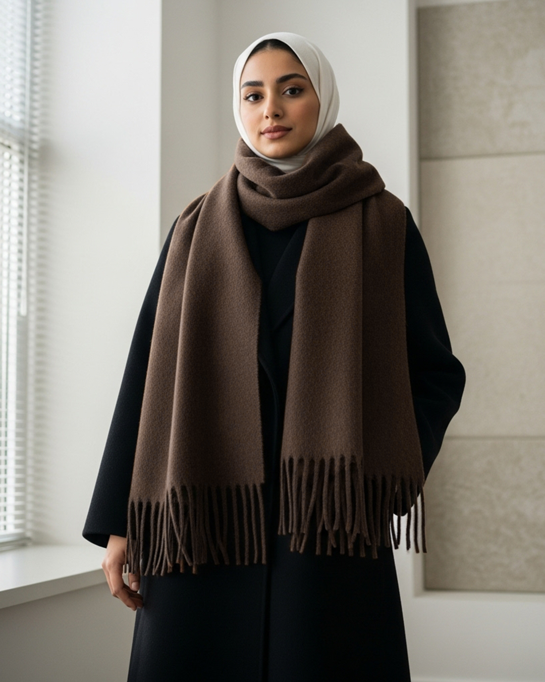 Safya Winter shawl in Brown