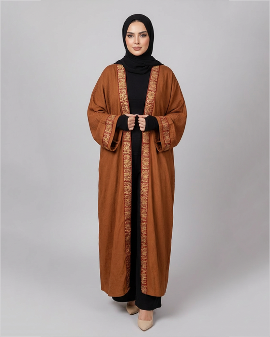 Arabian Letter Kaftan - in Camel color