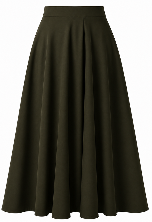 Double Cloche Skirt - in Dark Olive