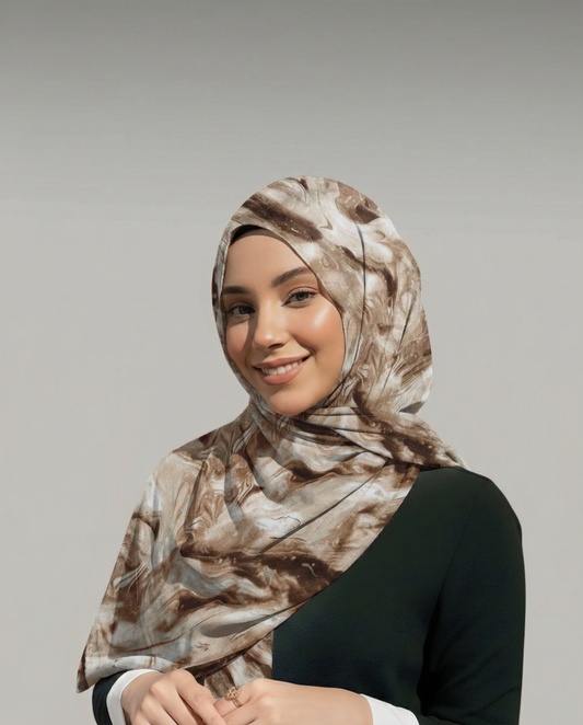 Pure Cotton Veil in brown and beige