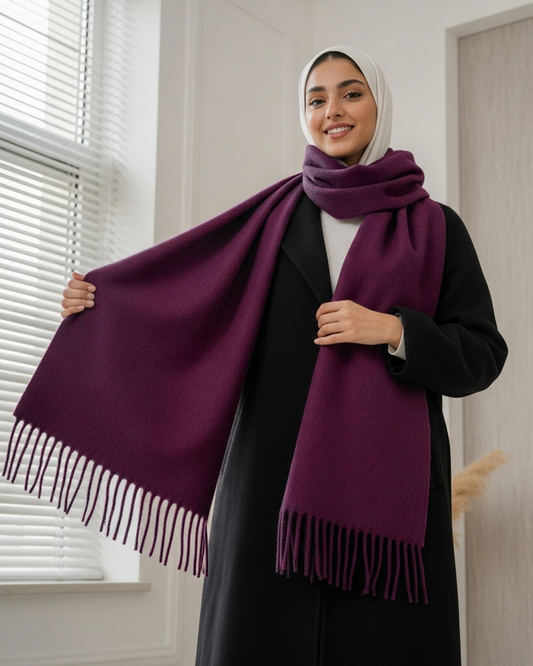 Safya Winter shawl in Burgandy