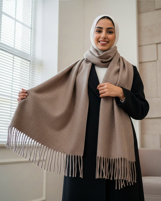 Safya Winter shawl in Dark Cafe