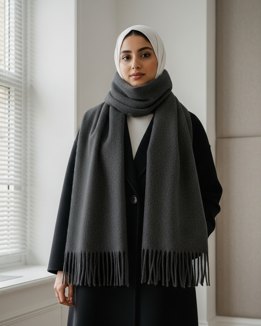 Safya Winter shawl in Dark Gray