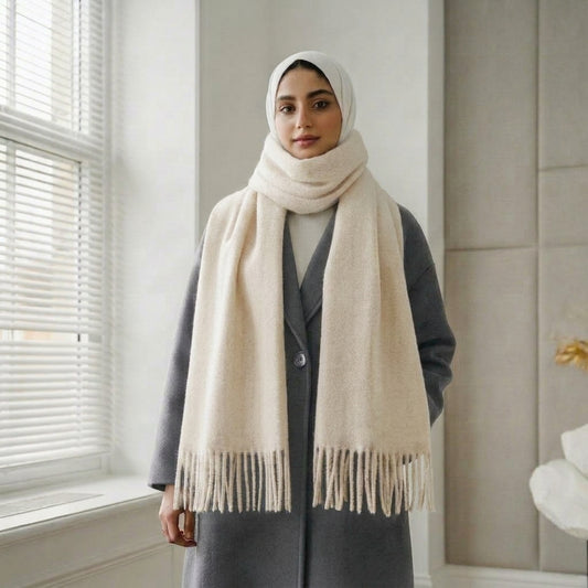 Safya Winter shawl in  Cream Beige