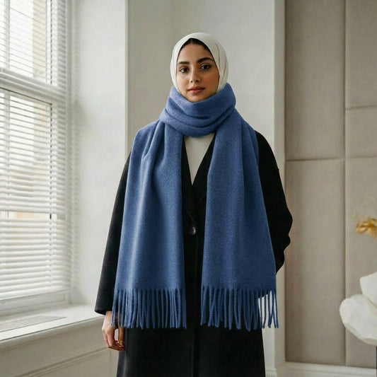 Safya Winter shawl in  Dusty Blue