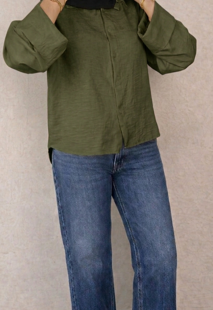 The Fold Shirt in Dark Olive