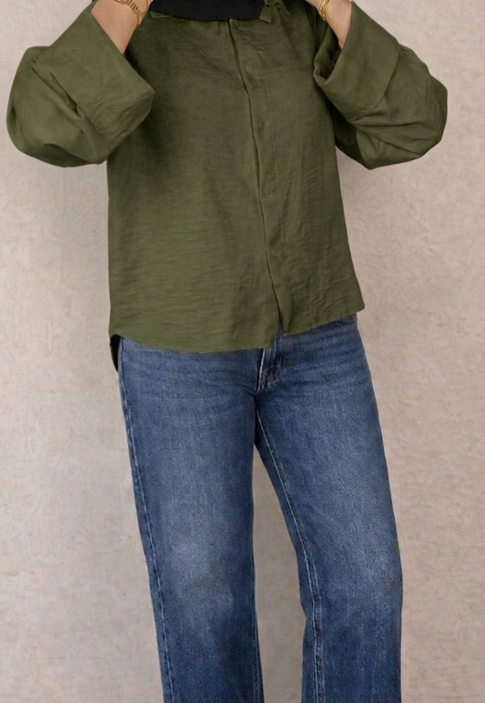 The Fold Shirt in Dark Olive