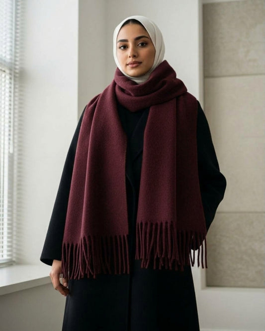 Safya Winter shawl in Dark Burgundy