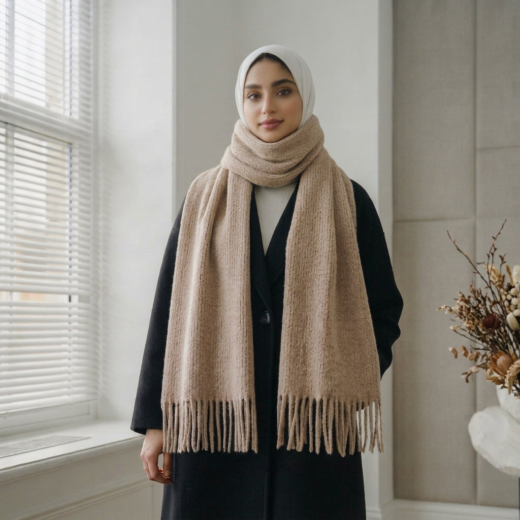 Safya Winter shawl in Beige