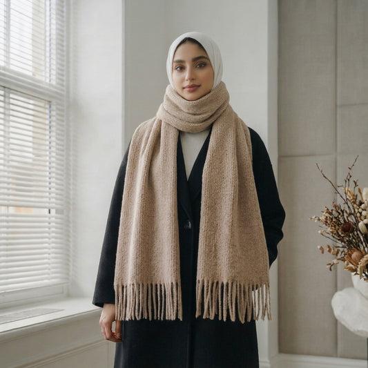 Safya Winter shawl in Beige