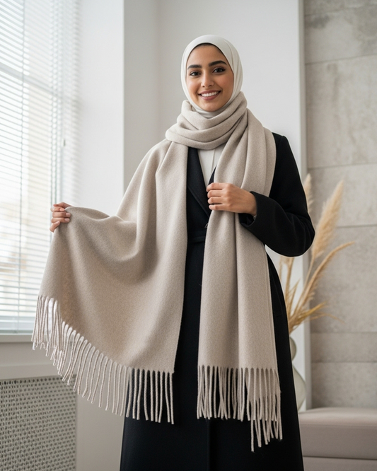 Safya Winter shawl in light  beige
