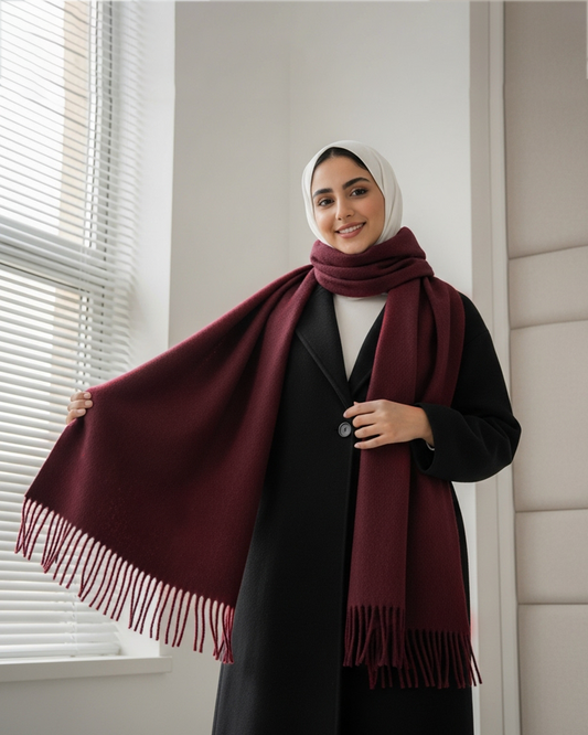 Safya Winter shawl in Maroon