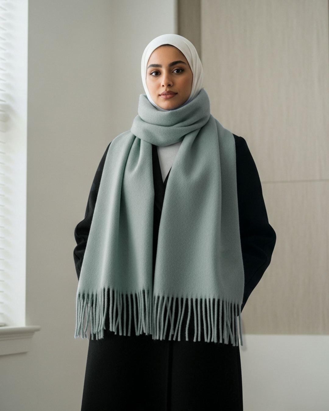 Safya Winter shawl in Muted Mint