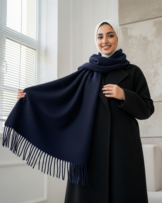 Safya Winter shawl in Dark Navey