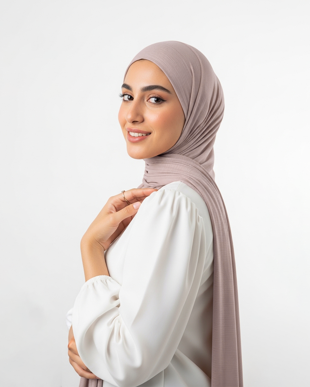 Kuwaiti ribbed rib veils in Light Nude