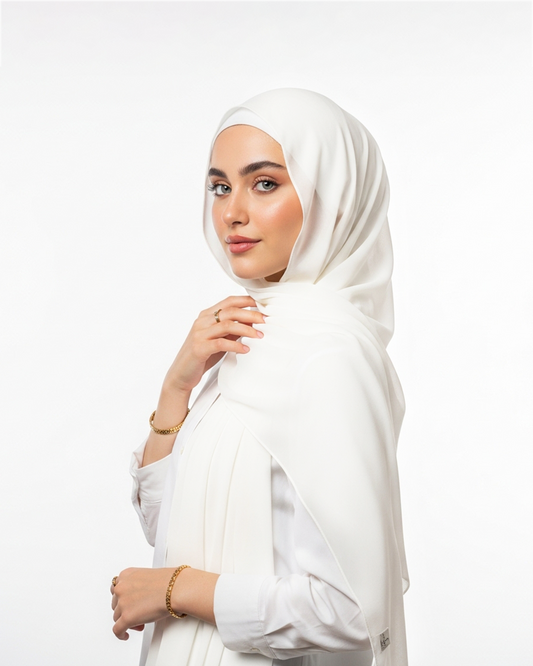 Chiffon veil in Off White