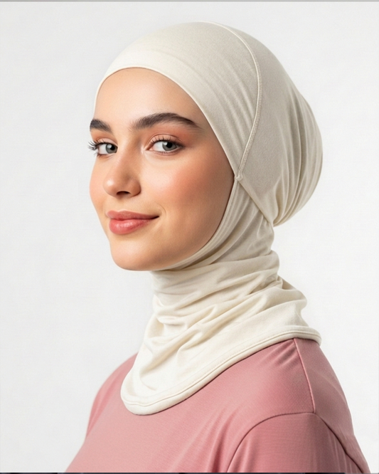 Turkish High Neck Lycra in Off White