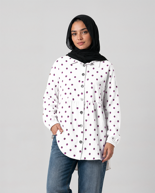 Strawberry Shirt in Purple and White
