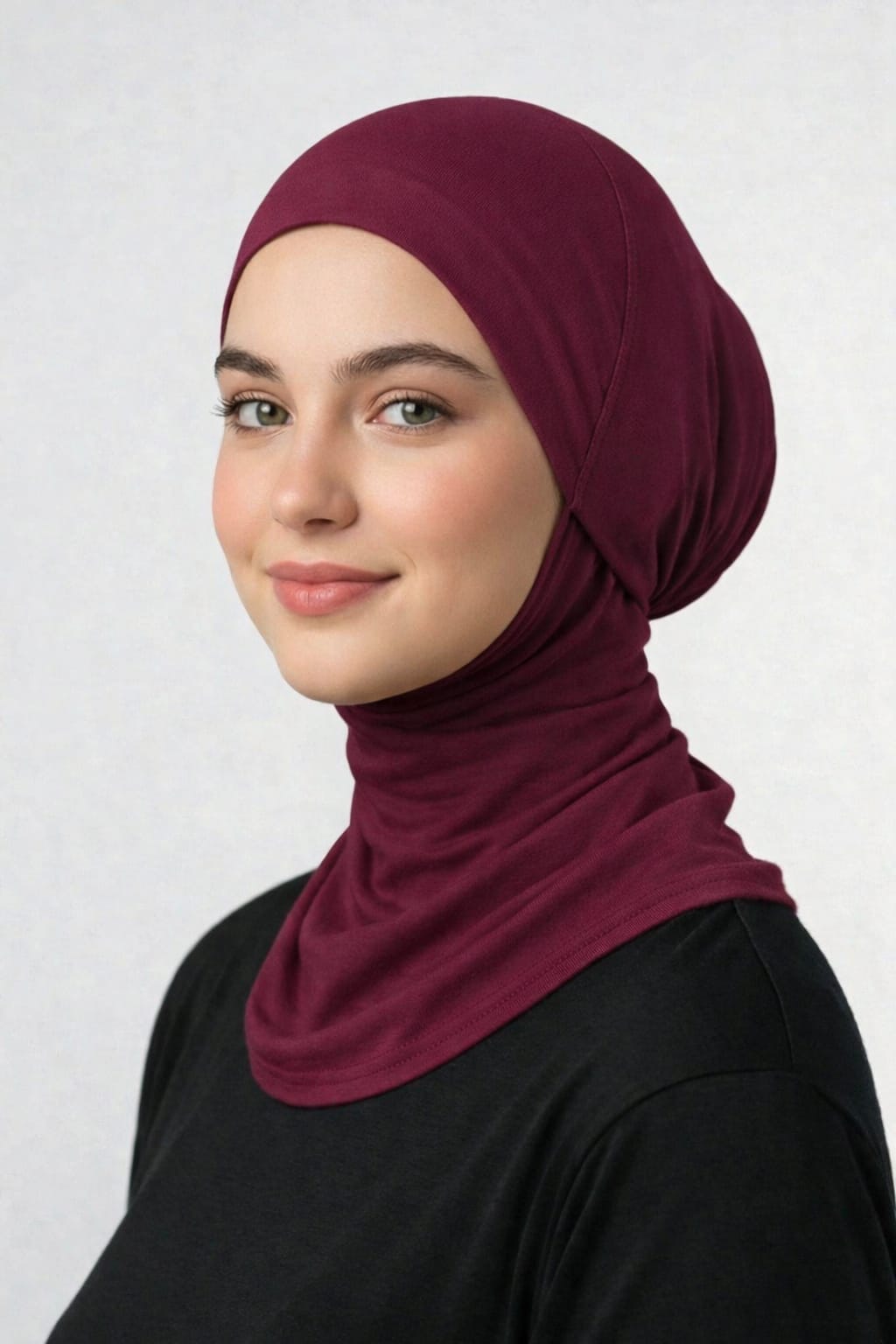 Turkish High Neck Lycra in Burgandy
