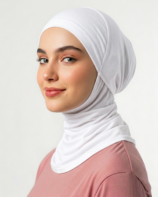 Turkish High Neck Lycra in white