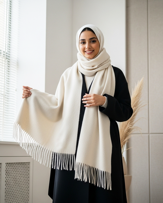 Safya Winter shawl in white